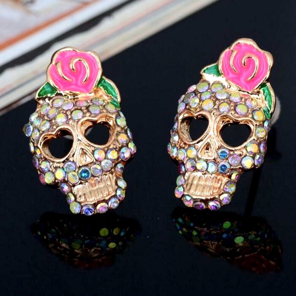 2/$20! Sugar Skull/Day of the Dead Stud Earrings - Picture 3 of 8